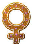 Gingerbread,Female,Symbol,Decorated,Colored,Icing.,Holiday,Cookie,In,Shape